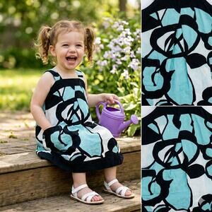Diane von Furstenberg DVF Baby Gap Dress Multicolor Floral Cotton Pocket sz 2